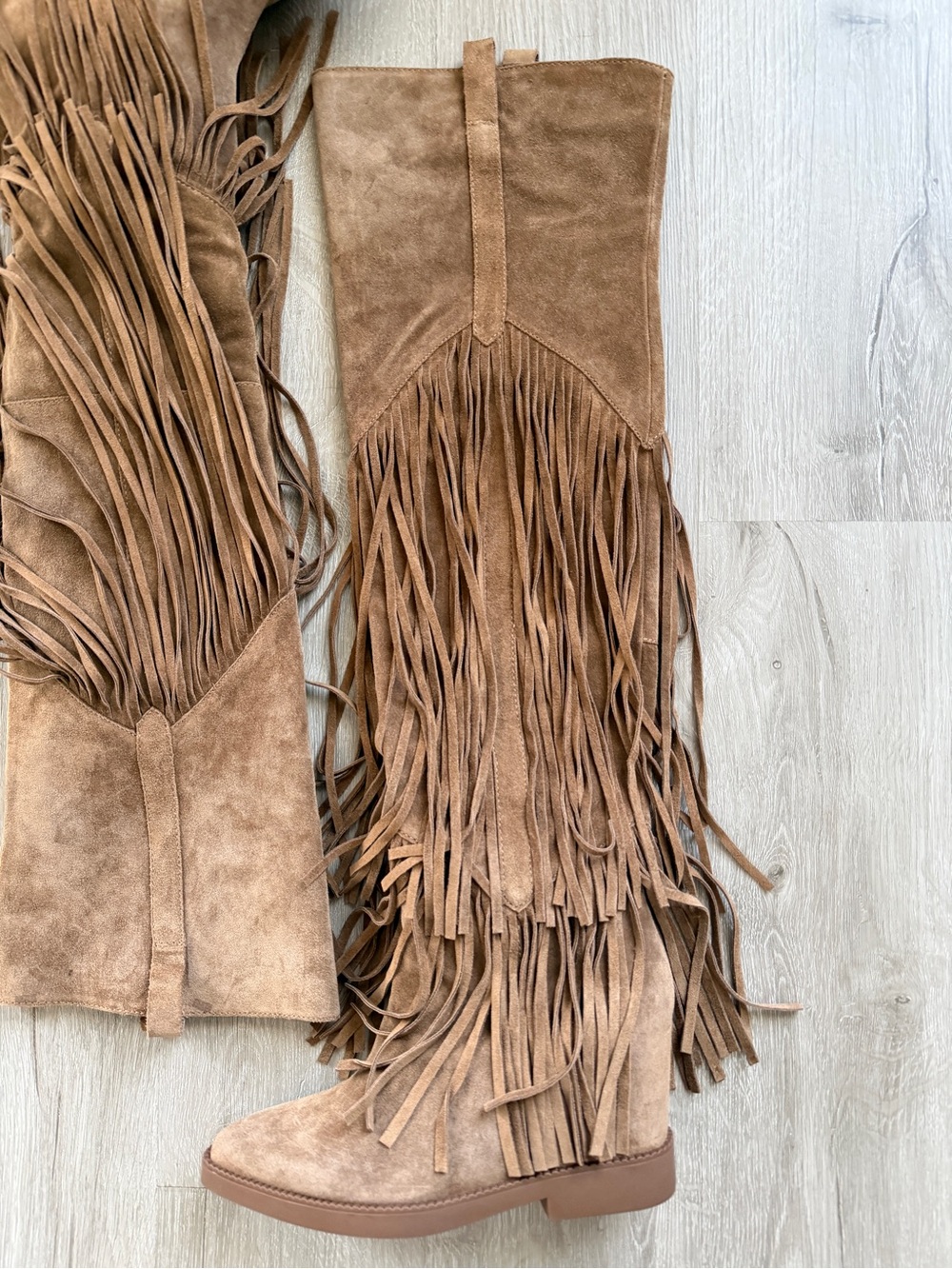 Ash | Gipsy Tall Fringed Suede Leather Over-The-Knee Boots Russet Festival 37 - Picture 3 of 13